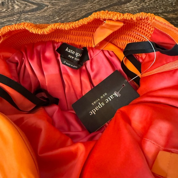 Kate Spade Twist Bodice Colorblock Dress Pink Orange 0 Strapless - Picture 8 of 11